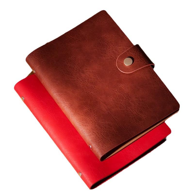 A5 Retro Cowhide Leather Business Notebook with Buckle Binder