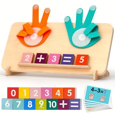 Finger Counting Math Toy, Wooden Math Board Learning Toy, Educational Math Operation Block, Number Counting Building Block