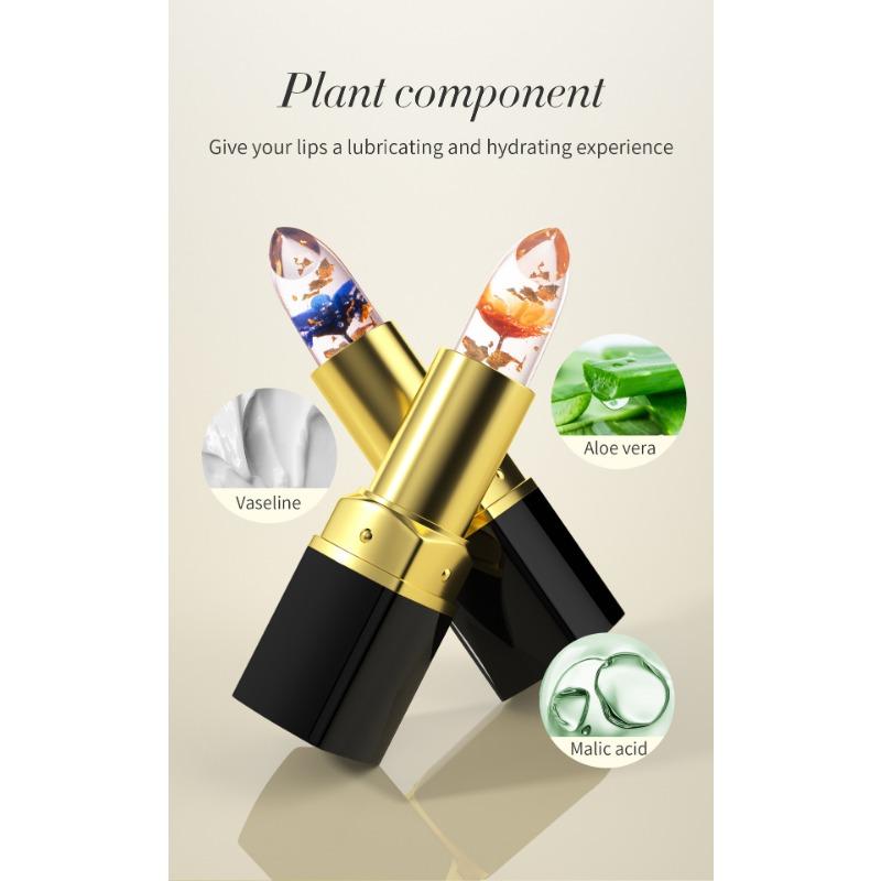 Flower Lipstick Clear Jelly Color-changing Gold Leaf Lipstick Warm Change Lipstick Non-stick Cup Non-fading Lip Gloss