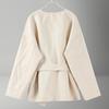 Women Wool Coat Thick Loose Short Trench Coat with Belt