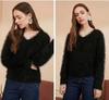 V-Ausschnitt Einfarbig Damen Strickpullover - Imitation Nerz Samt, Lockere Passform für Herbst & Winter