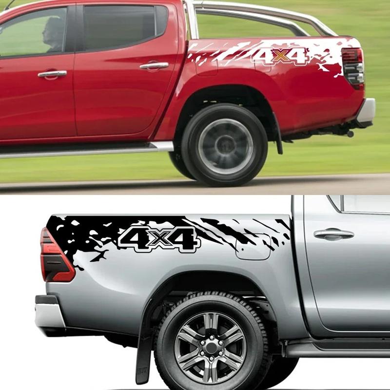 Car Sticker Pickup Trunk Side Decal For Mitsubishi L200 Triton Nissan Navara Ford F150 Universal Graphics Splash 4X4 Decor Cover