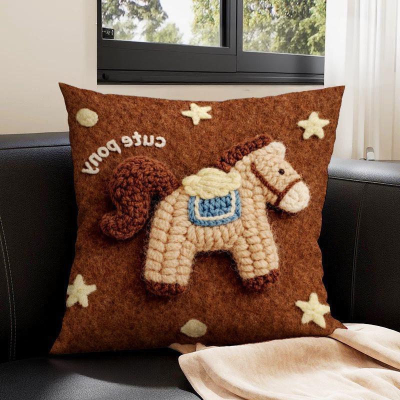 Woolen Pony Throw Pillow Headboard Cushion Home Cushion Office Nap Pillow Sofa Pillow