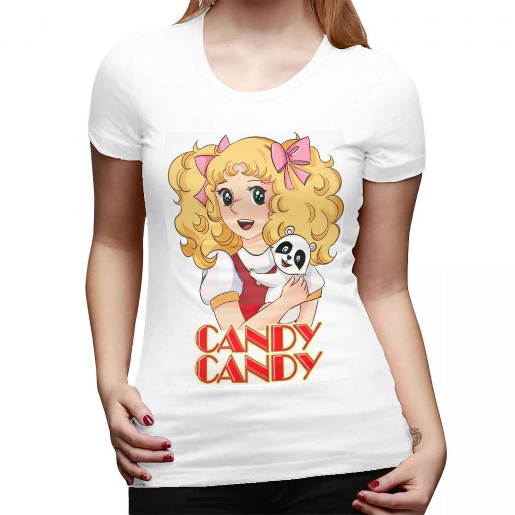 Candy Candy Cartoon Anime TShirt for Women Crew Neck Streetwear T Shirts Womens Short Sleeve Summer Clothes Tops