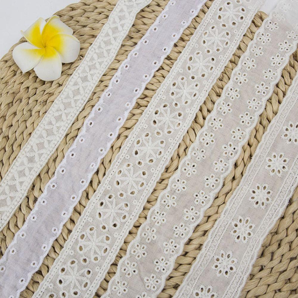 15 Yards Pure Cotton Sewing Trim Hollowed Out Flowers Multi-size Decor Ribbon Lace Trim White Lace Trim Ribbon Clothing Decor