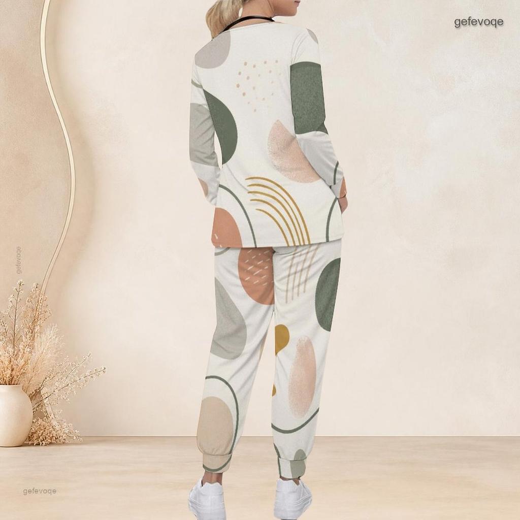 Women Plus Size Printed Nurse Scrub Set V Neck Long Sleeve Pocket Top And Long Pants