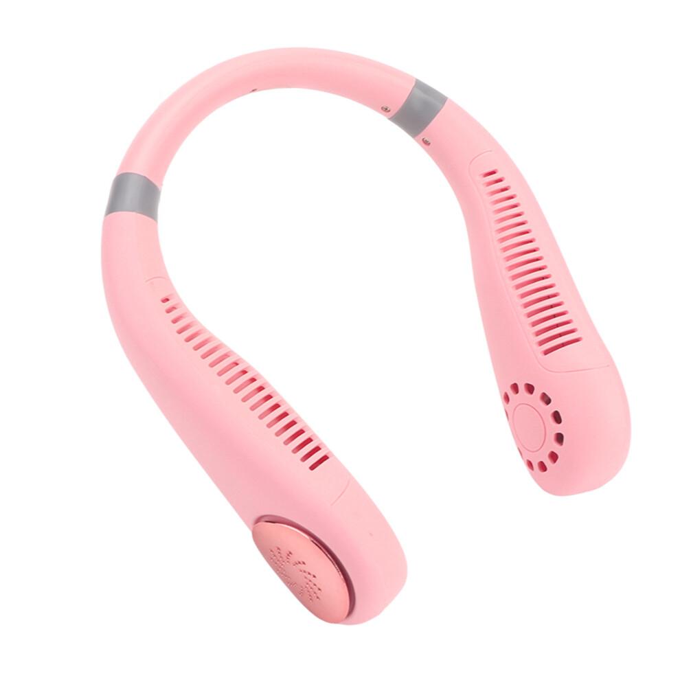Silent & Portable Bladeless Neck Fan, Rechargeable & Efficient, for Men & Women, Perfect for Hot Weather Activities (Pink)