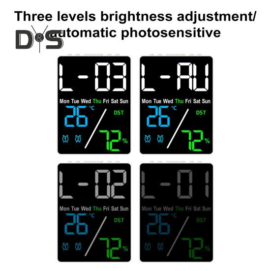 Multifunctional Large Screen Digital Alarm Clock Brightness Adjustment Humidity Temperature Display Desktop Clock