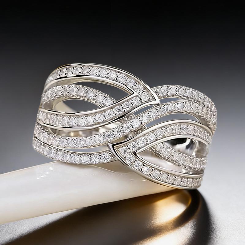

Wave Shaped Light Luxury Style Ring for Women, with A High-end and Personalized Temperament, and A Ladylike Design for Zircon 7