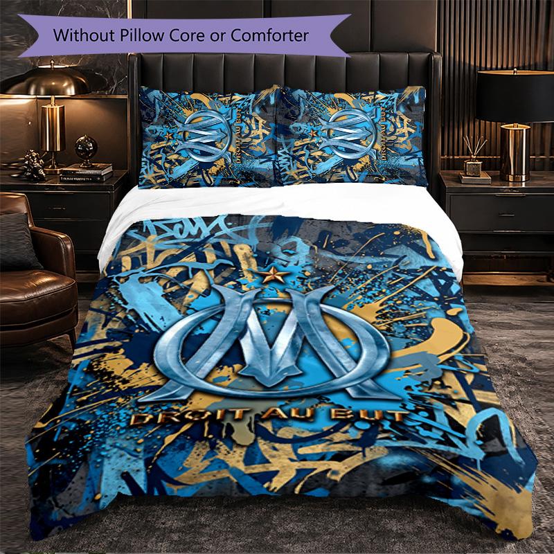 Olympique Lyonnais FC Themed Bedding 3Pcs Duvet Cover Set Decorative Bed Linen For Teen Room Home Decoration