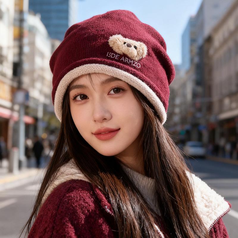 New Style Dui Dui Hat for Women In Autumn and Winter Korean Style Loose Big Head Circumference Cold Hat Showing Face Little Cute Pullover Cap