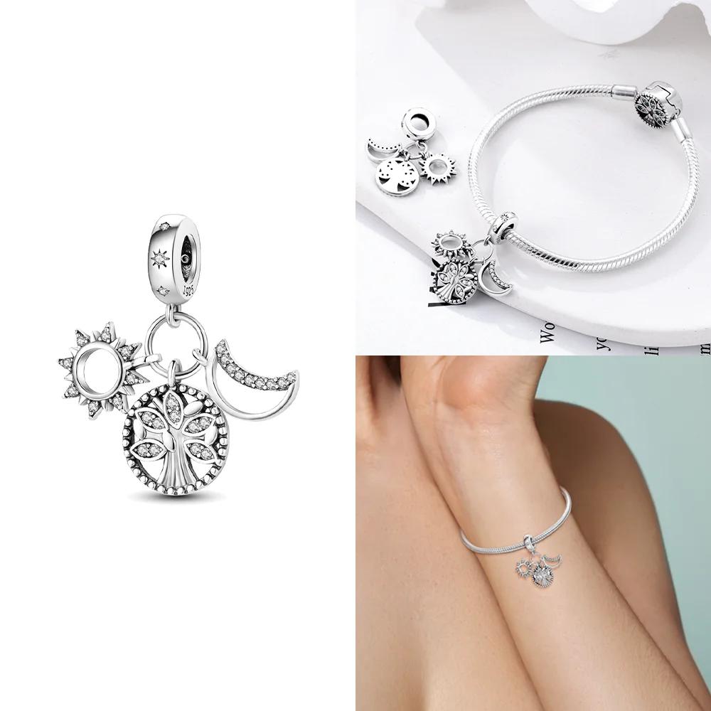 Copper Charms Planet Night Sky Rainbow Sun Tree Of Life Beads Pendants Fit Diy Bracelet Necklace Matching Jewelry Gift