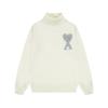 AMI Autumn and Winter New Gold and Silver Large Heart Alpaca Wool Blended Soft and Sticky Knitted Couple's High Neck Sweater