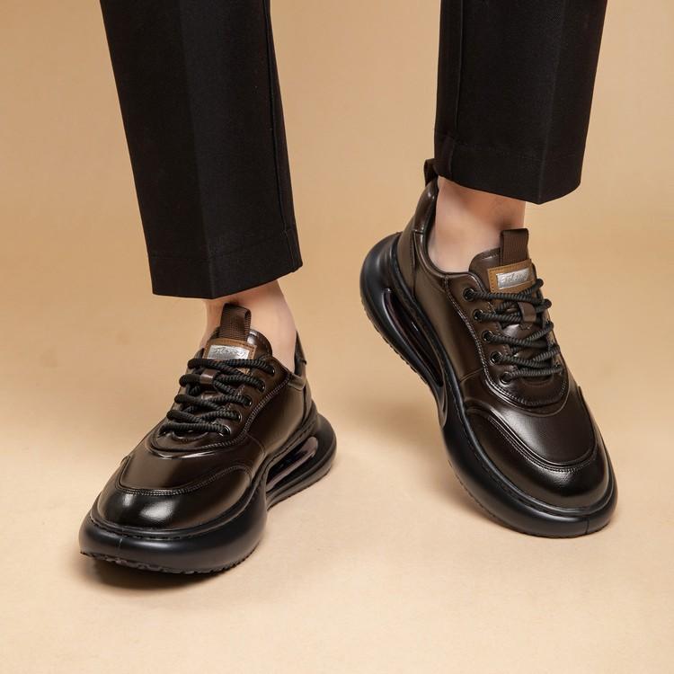 Europäische Station Herrenschuhe Rindsleder Herren Lederschuhe Herren Dicksohlige Erhöhung Luftpolster Freizeitschuhe Frühjahr und Herbst Neu Vielseitig an