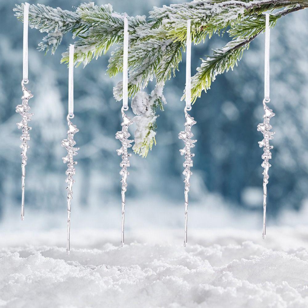 5/12Pcs Acrylic Christmas Hanging Pendants Snow Beads Star Xmas Tree Embellishment  for Christmas