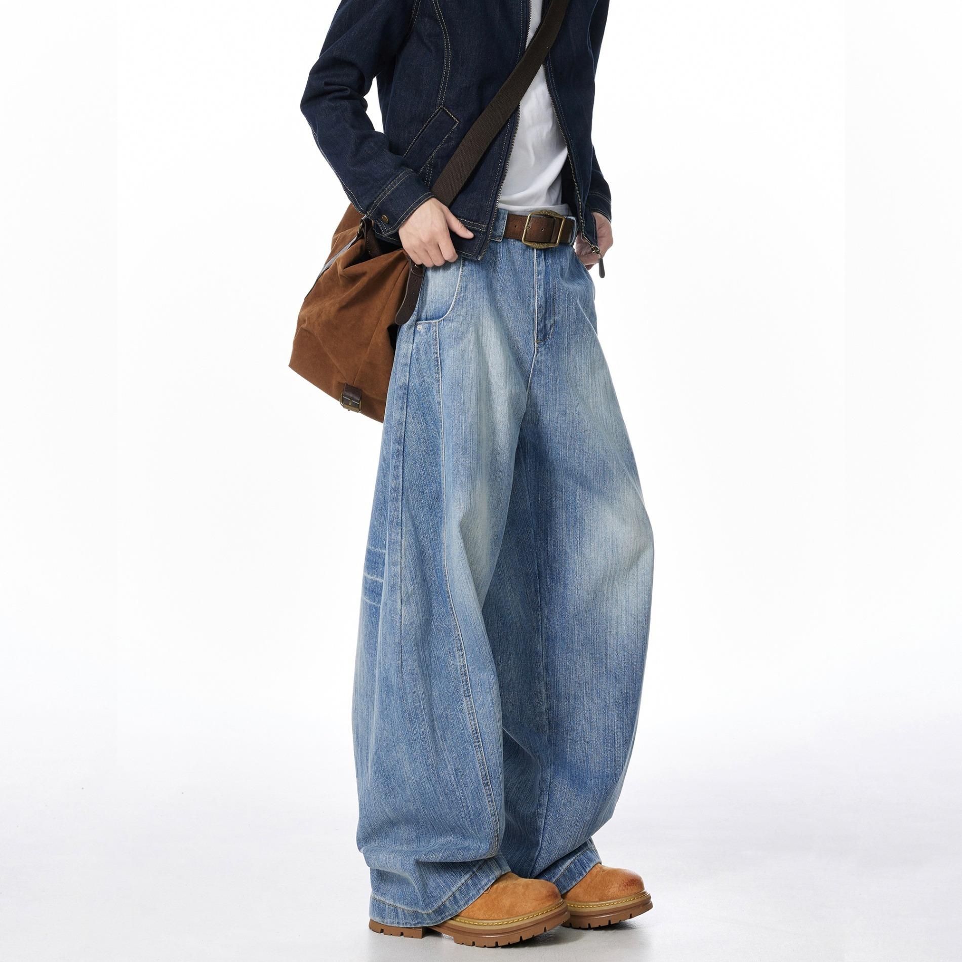 

Men s Jeans Spring-Summer American Bamboo Deconstructed Loose S синій