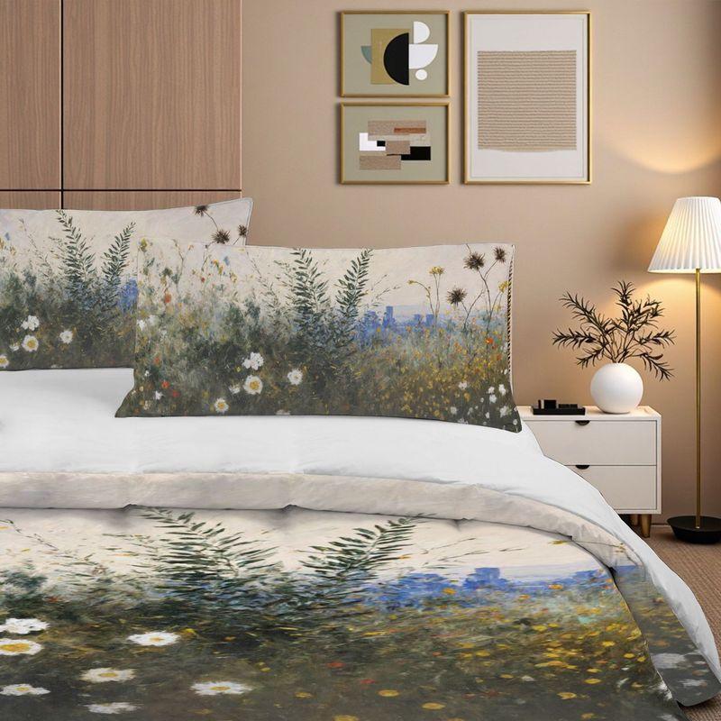 3-Piece Bedding Pillowcase Quilt Cover Set Wildflower Grass Landscape Pattern 2D Digital Printing Suitable For Bedroom  Decor