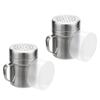 2Pcs Steel Powder Shaker Canister with Comfort Handle and Lid for Even Distribution of Sugar Cocoa Seasoning Dispenser