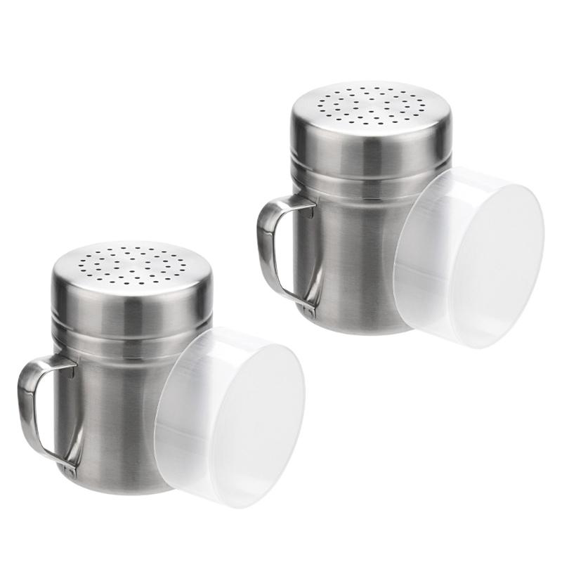 

2Pcs Steel Powder Shaker Canister with Comfort Handle and Lid for Even Distribution of Sugar Cocoa Seasoning Dispenser 1