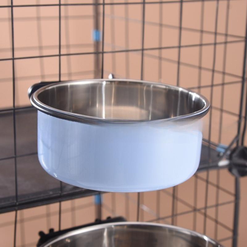 

Dog Bowl with Anti-tip Feature for Stable Hanging of Dog Basin, Dog Cage, Stainless Steel Drinking Bowl, Pet Bowl, Pet Supplies 14CM синій