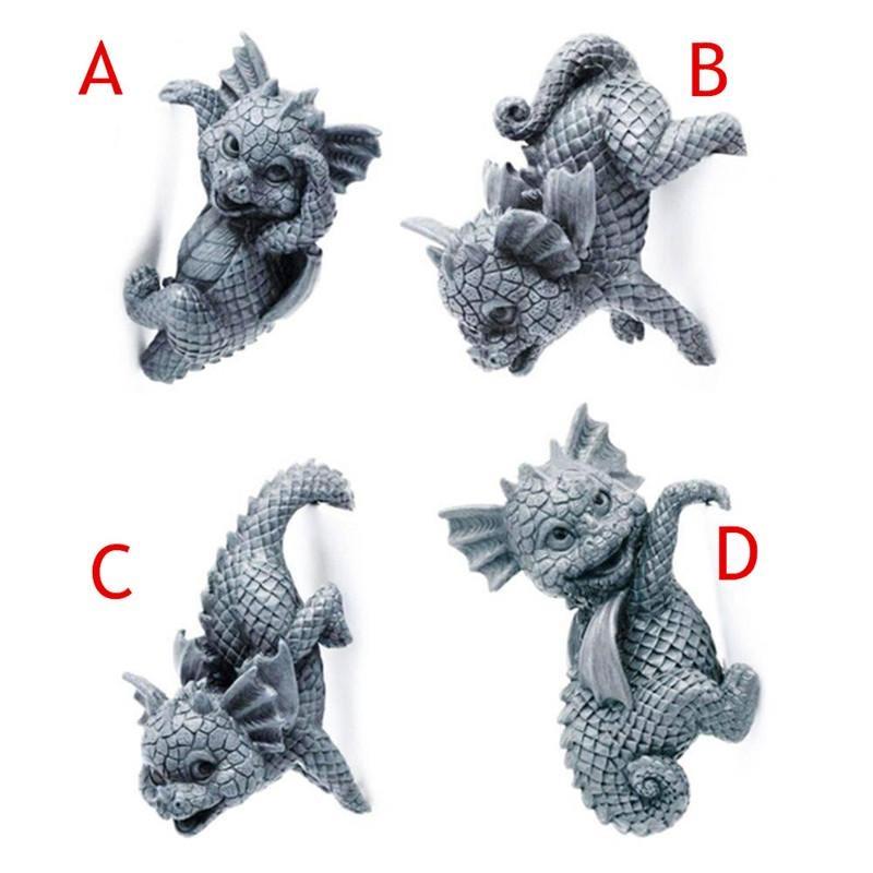 

1/4 шт. 3D МІНІ Статуї дракона в саду Скульптура динозавра Фігурка Квітковий горщик ручної роботи Підвіска для домашнього газону, подвір’я, полімерні прикраси