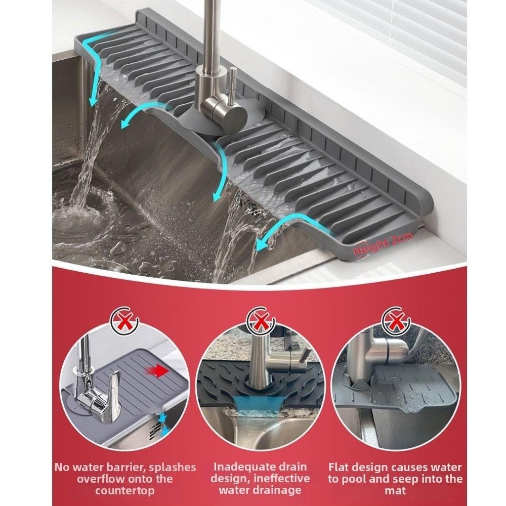 Splash-Proof Kitchen Sink Draining Pad Easy Clean Sink Splash Pad Bathroom Use