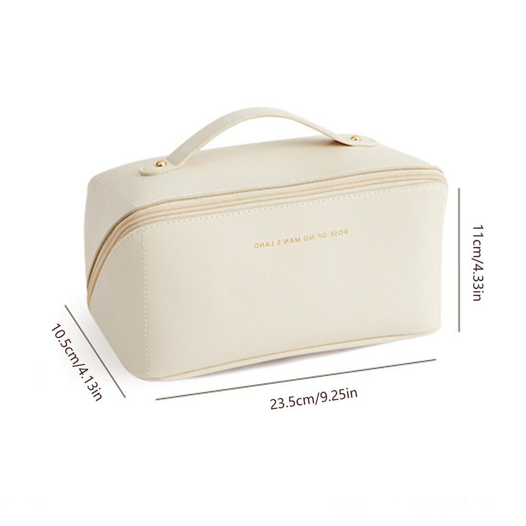 Ramidos Large Capacity Travel Cosmetic Bag Organizer Makeup With Brushes Slots Dividers