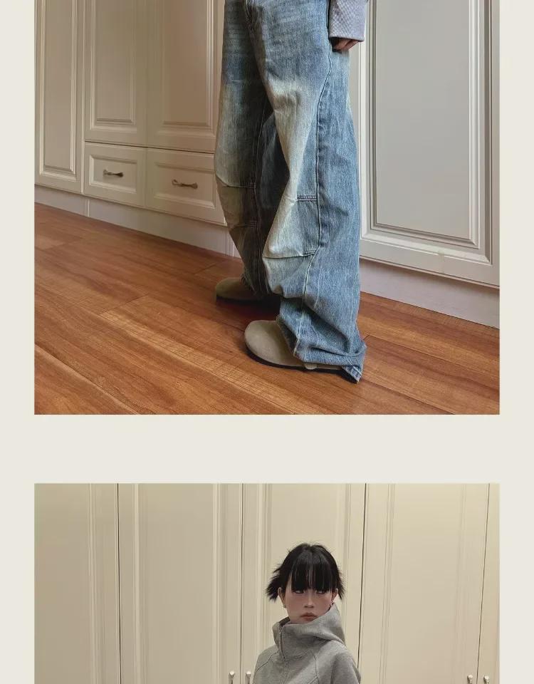 2024 Retro Cleanfit Women's Distressed Wide-Leg Pleated Pants