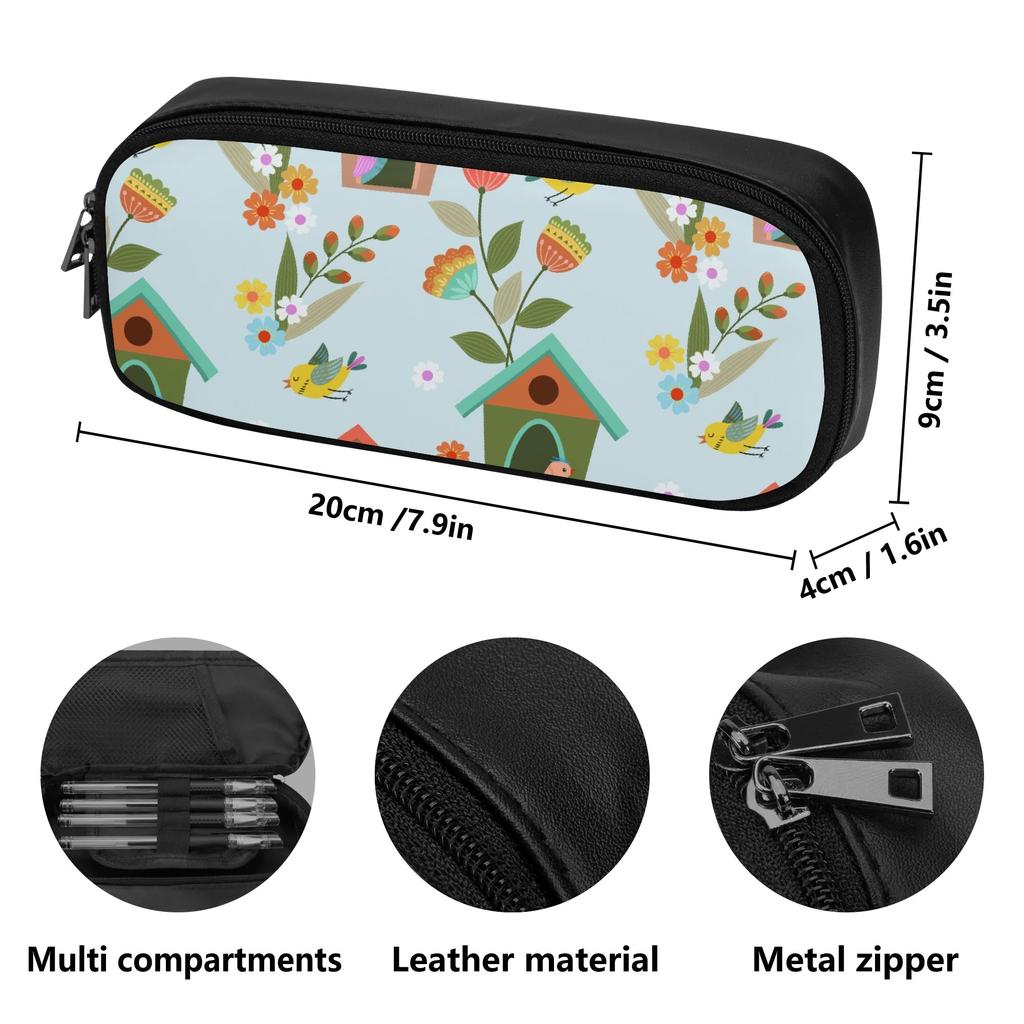 Structured PU Leather Pen Case with Protective Firm Shape for Pens Pencils and Small Items for Daily Study and Commuting