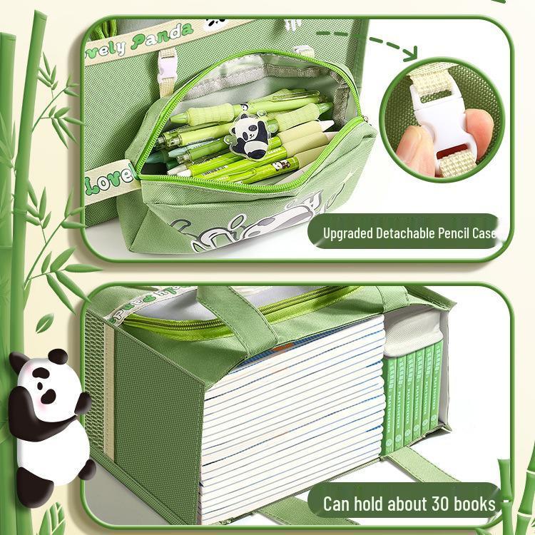 Panda Canvas A4 Tote Bag - Large Capacity for Students and Children's Books
