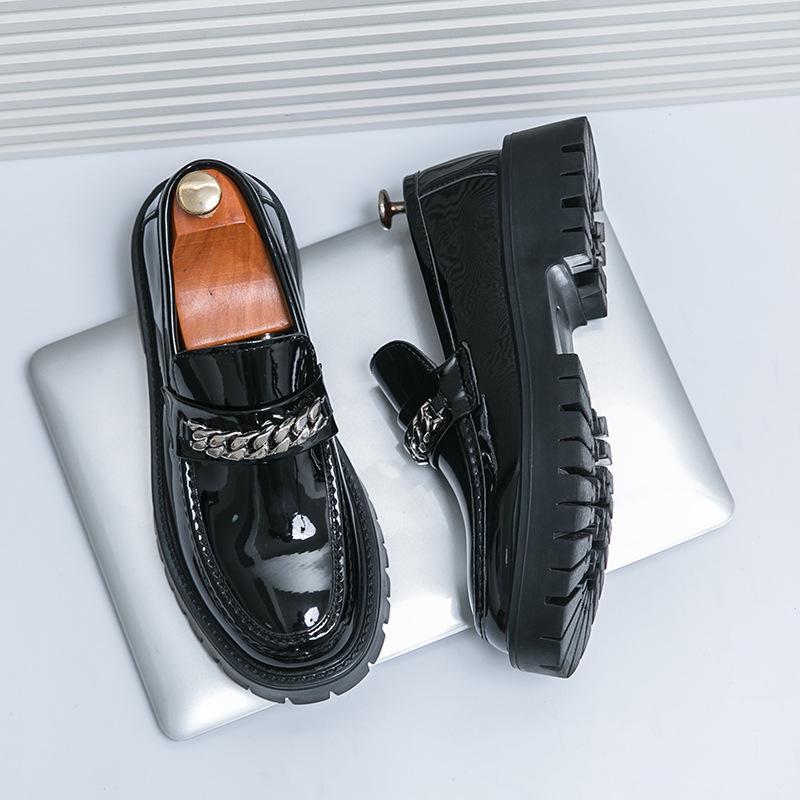 22 New Spring Chain Thick-soled Thick-heeled British Casual Leather Shoes 1