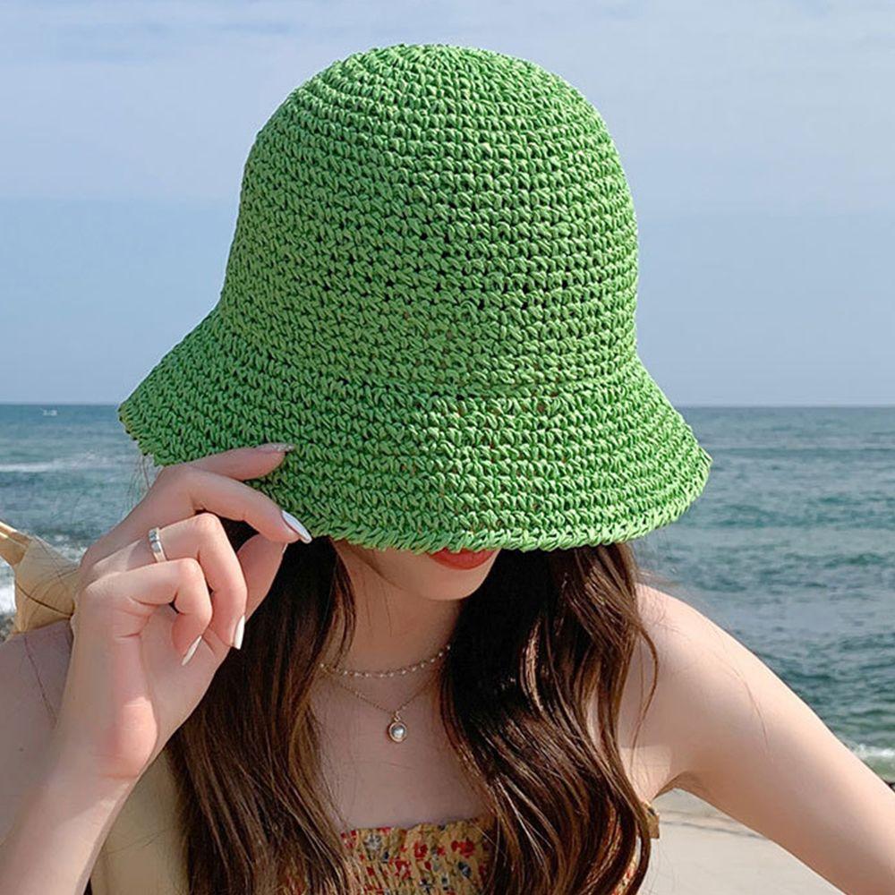 

Solid Color Anti-UV Sun Hat Matching Seaside Straw Hat Women Sun Hat Shading Hat Korean Style Cap