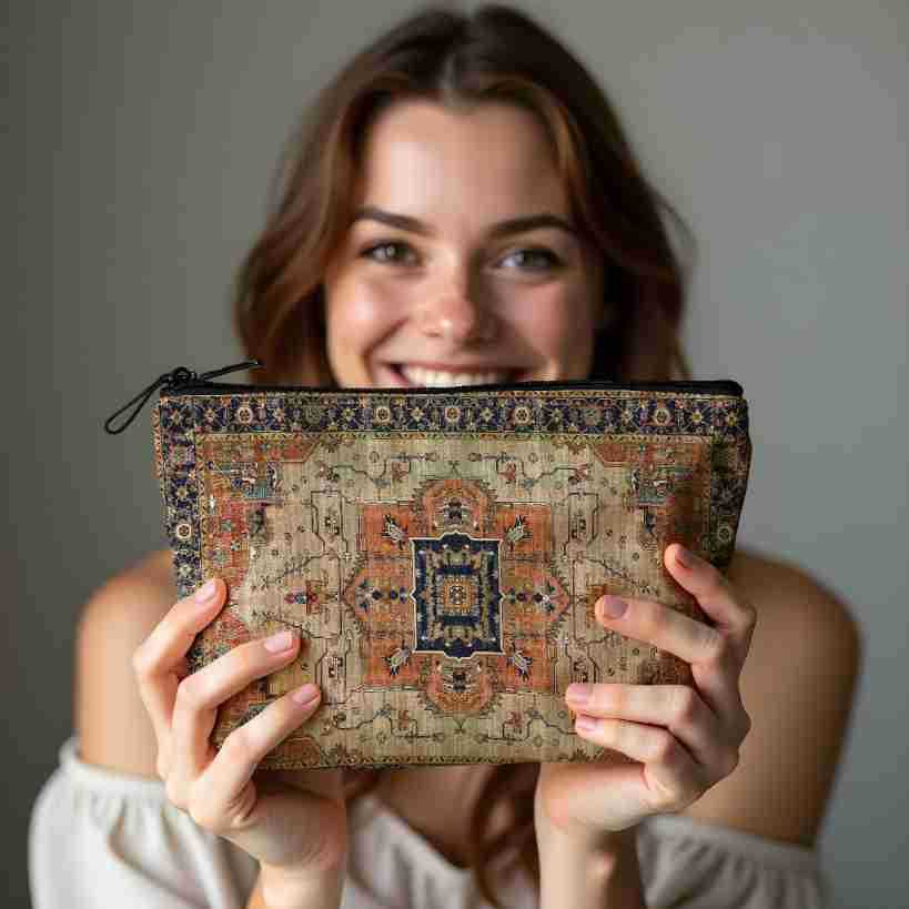 New Creative Pattern Zipper Storage Bag Printed Fine Hemp Cloth Bag Women's Multi Functional Makeup Bag