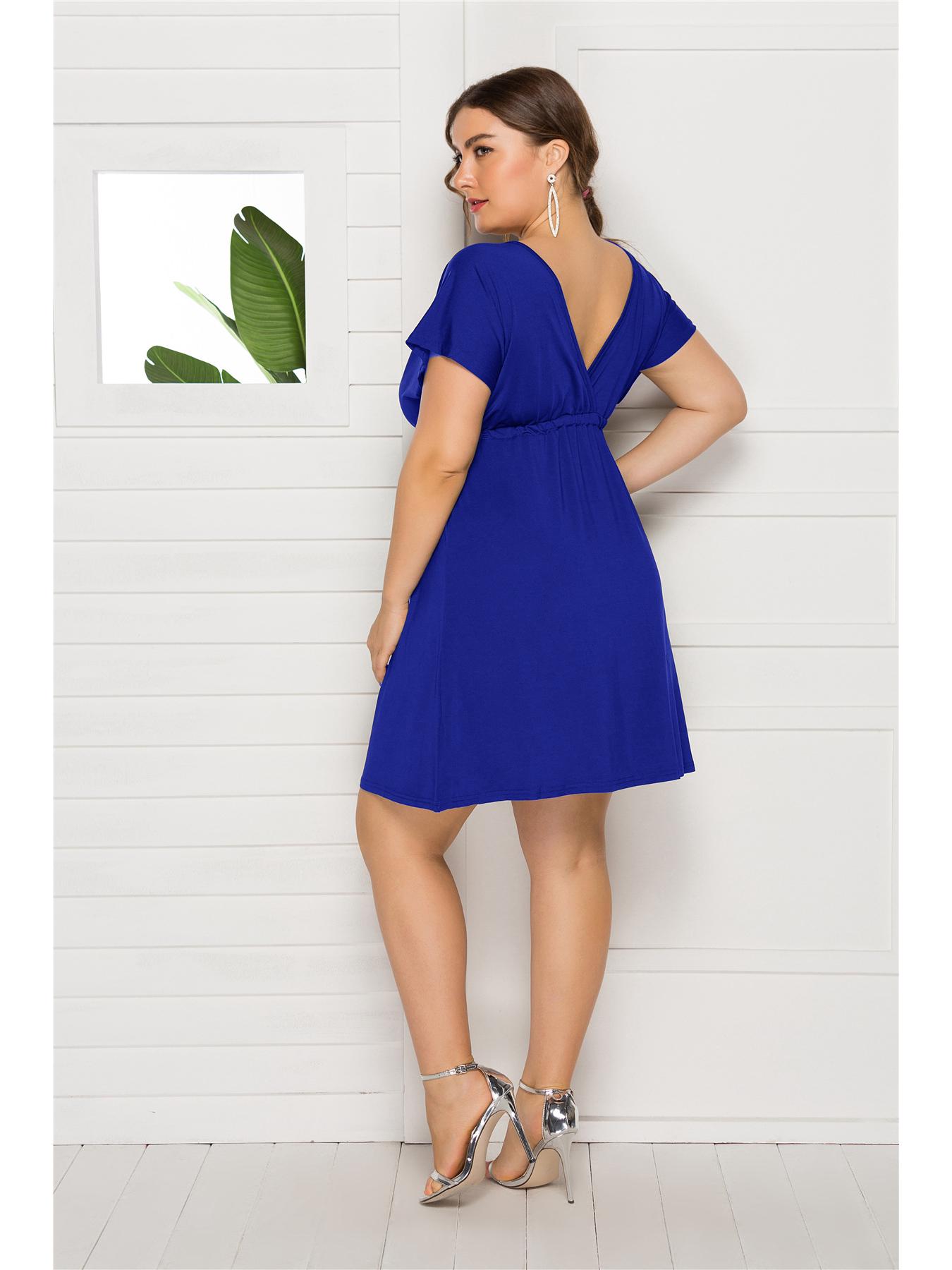 

Европейское сексуальное платье без рукавов с V-образным вырезом, эластичной талией, больших размеров 3XL королевский синий