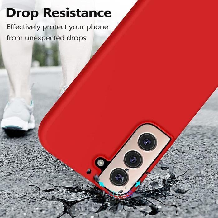 Coque - Samsung - Galaxy S22 - Silicone Antichoc - 2 Verres Trempés - Rouge