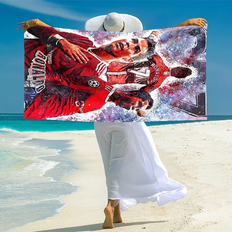 Former FC Barcelona player Cristiano Ronaldo plays for Al-Nassr FC soft beach towel, outdoor camping vacation swimming beach towel H22