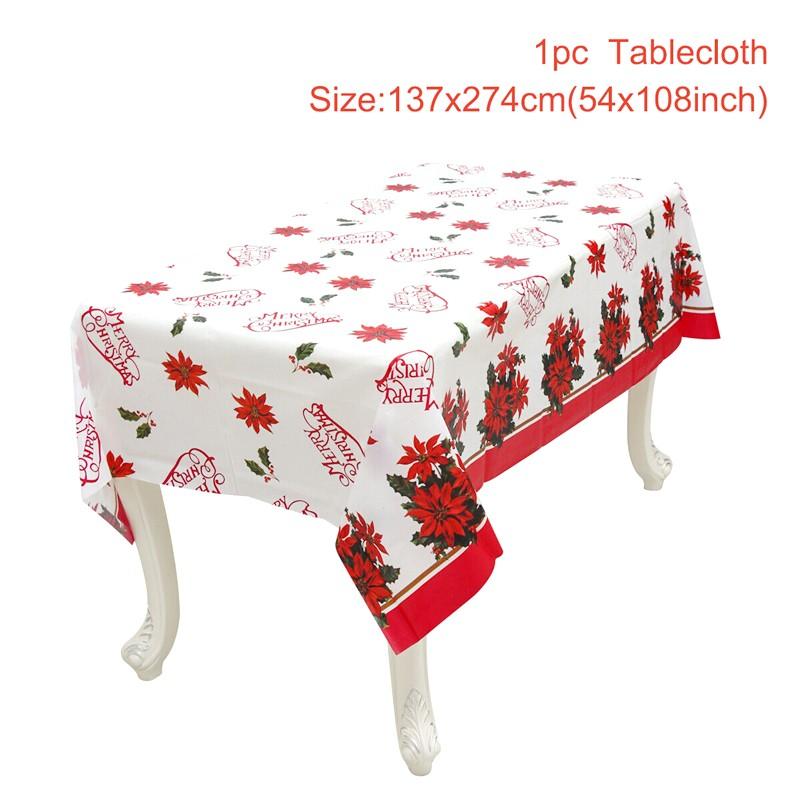 137x274cm Christmas Tablecloth PE Plastic Waterproof Oil-proof Rectangular Table Cover Cloth Christmas Table Decoration
