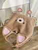 Faux Lamb Wool Women's Cartoon Shoulder Bag Soft Plush College Girls Book Tote Bags Lovely Bear Female Fluffy Shopper Handbags