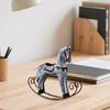 Wooden Rocking Horse Statue Decorative Figurine for NightStand Cabinet Decor Gray