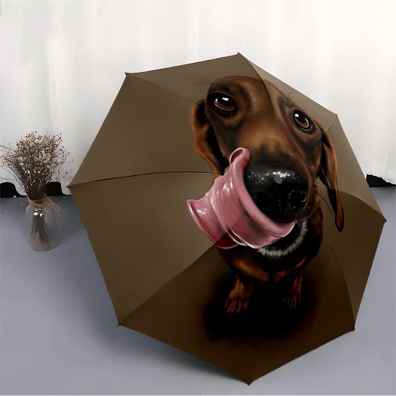 1pc Dachshund Open/Close Folding Umbrella, All- Portable Umbrella for & Men, Stylish Accessory (Holiday Gift) 8-Rib yy251213196