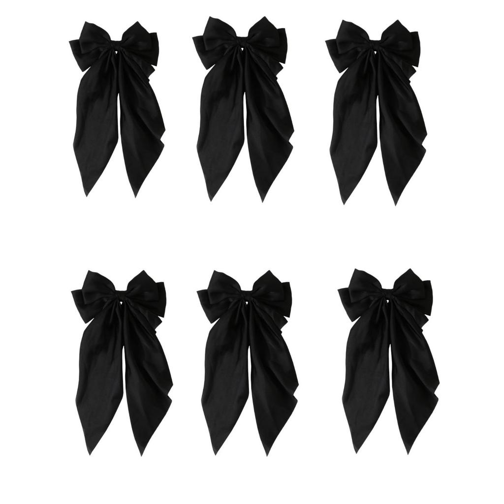 6 spring clip streamers bow hair clips for women