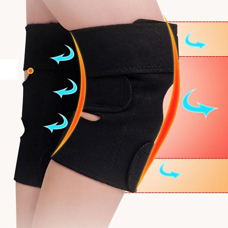 1 Pair Knee Brace Support Pads Adjustable Tourmaline Self-heating Magnetic Therapy Knee Protective Belt Arthritis Knee Massager
