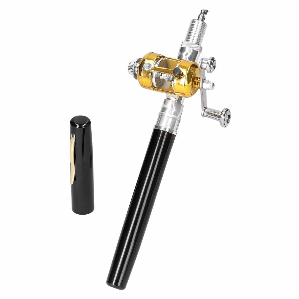 Portable Telescopic Mini Fishing Pole Set Pocket Pen Shape Folded Fishing Rods Kit with Reel Wheel