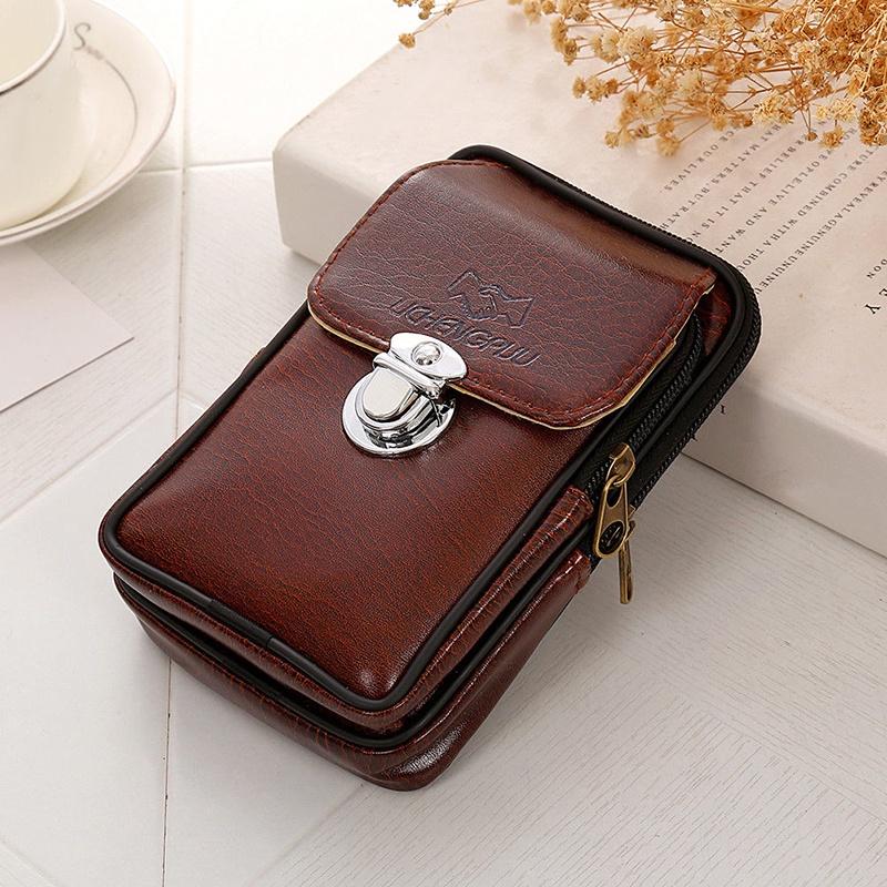 Eleganter Herren Vintage Kunstleder Fanny Rucksack mit sicherem Reißverschluss Bauchtasche