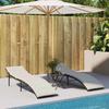 VidaXL Set of 2 Sun Loungers with Table, Sunbed, Patio Deck Chair, Outdoor Garden Seat, Brown 368252