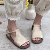 GKTINOO Genuine Leather Peep Toe Flat Sandals 2025 Summer New Retro Handmade Cowhide Soft Sole Solid Color Women's Shoes