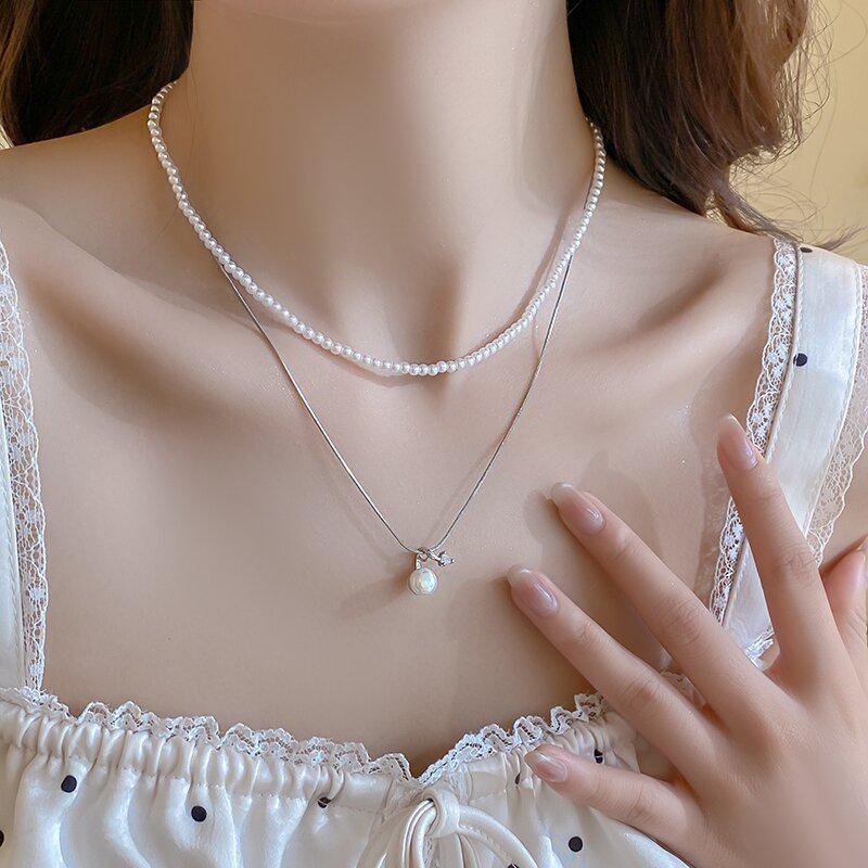 Elegant French Pearl Double-Layer Necklace for Women