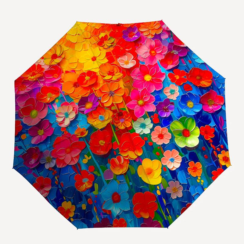 

1PC Floral Abstract Pattern Small Travel Automatic Folding Umbrella, Compact Windproof Umbrella, Automatic Open/Close ,Gift-091527