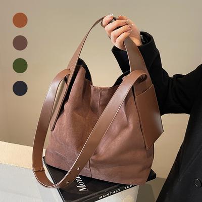 Bucket Bag Women's Premium Sense Diagonal Span Bag Women's Commuter Fluff Bag Retro Shoulder Messenger Bag Women's Large Capacity