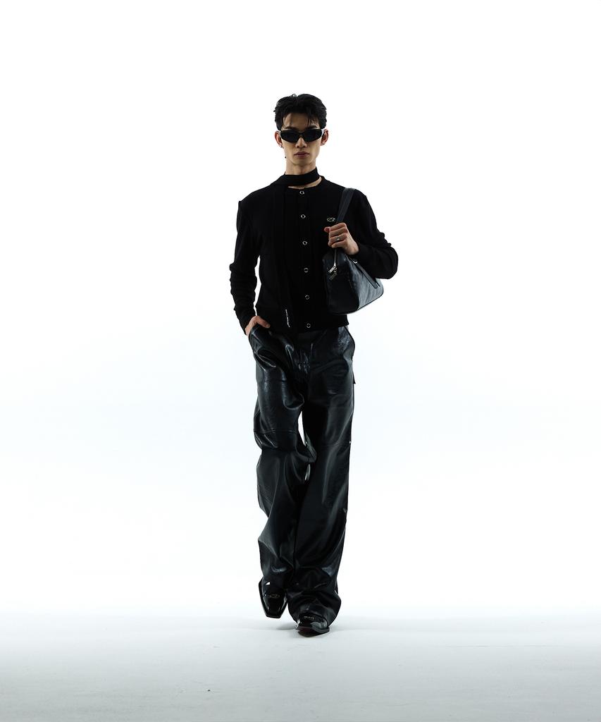 More Than Black Logo Round Knit Cardigan